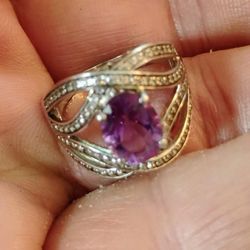 925.Silver Amethyst Stone Ring 