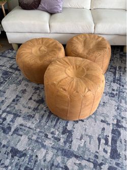 3 Leather Foot Stools