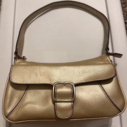 Liz Claiborne Purse First Issue Faux Leather Gold Villager Buckle Vinyl Shoulder