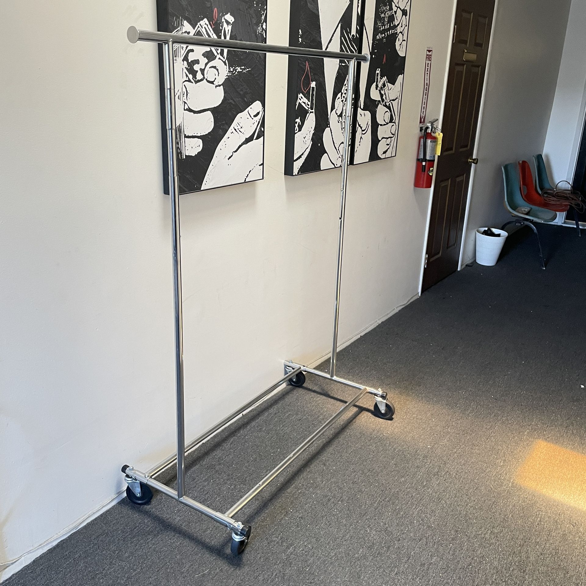 Metal Chrome Clothing Rack with Wheels