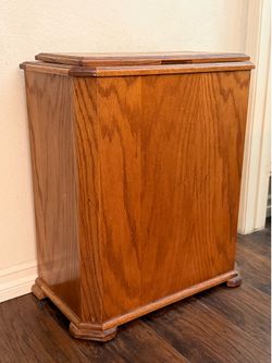 Vintage oak wood laundry hamper
