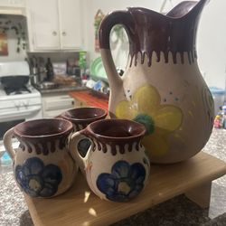 Handmade Mexican Summer Pitcher Set 