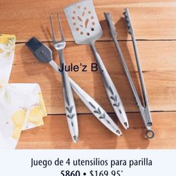 Princess House Juego De 4 Utensilios Para Parrilla Nuevos En Su Caja 