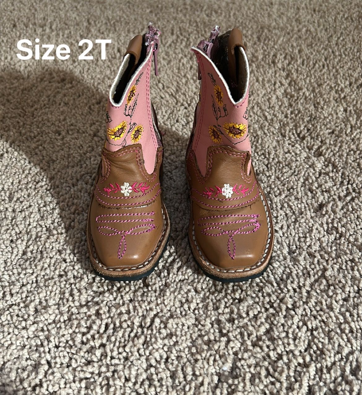 Toddler Girl Cowboy With Flowers Boots Size 2T