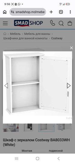 Costway BA8033WH White Bathroom Wall Cabinet