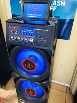 Equipo con dos bocinas 10” Y tablet WiFi de 7” // Double 10” Bluetooth woofer with 7” WiFi tablet