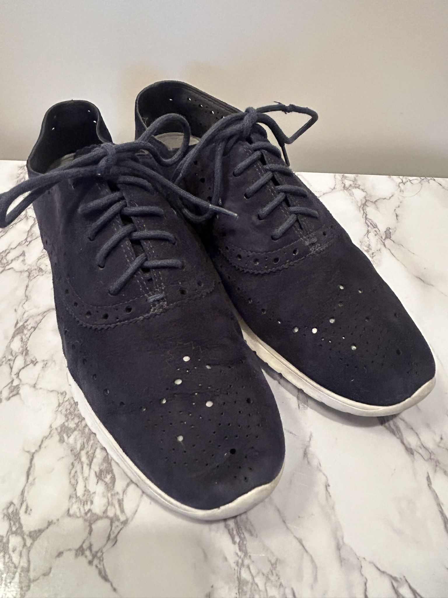 Cole Haan Zero Grand Oxford Blue Suede Size 9 Shoe 