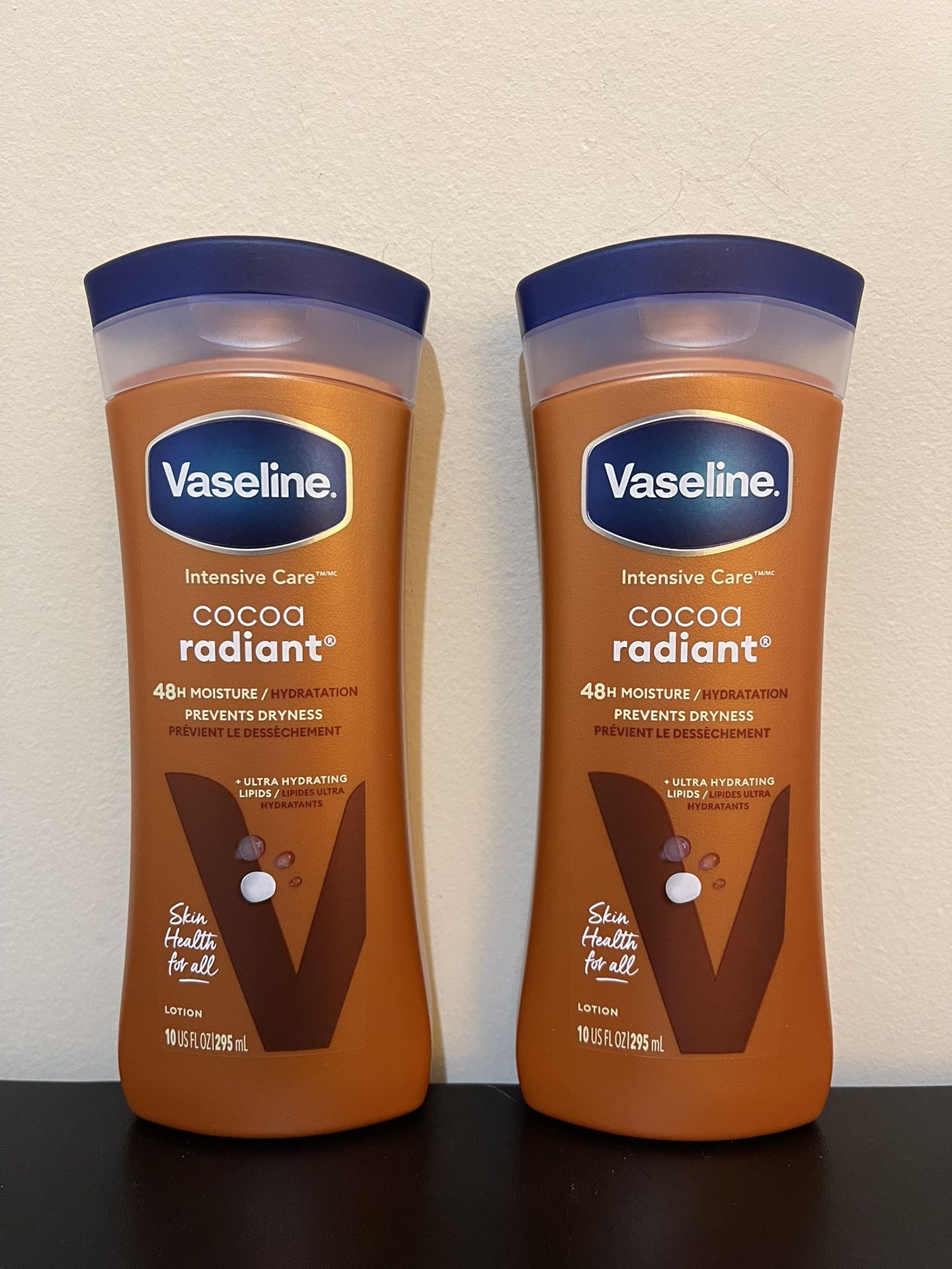 2pack Vaseline Intensive Care Radiant Non Greasy Body Lotion, Cocoa, 10 fl oz