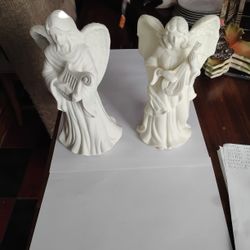 Partylite Angel With Harp And Mandoline Candle Holders Set Of 2 