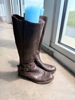 Brown Leather Knee-High Riding Boots