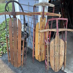Vintage Wood Snow Sleds - Flexible Flyer
