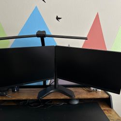 Dual LG 24” Full HD IPS Monitors + Dual Monitor Stand – 144Hz, HDR10, Adjustable Setup!