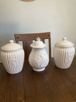 White Ceramic Lidded Canister Set of 3