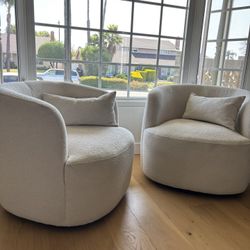 Accent Chairs - Set Of 2 Boucle Chairs 