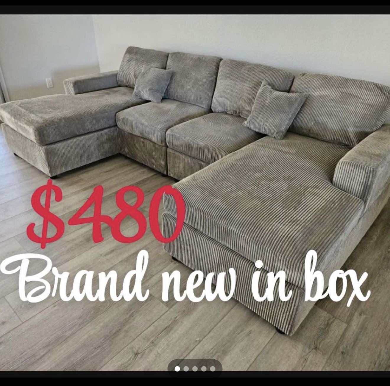 Brand New Double Chaise Sectional/Colors Available: Black, Dark, Gray, And Light Gray