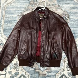 Wine Red Reed Leather Jacket