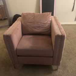 Pink chair & ottoman
