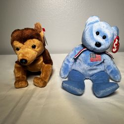 TY Beanie Babies (Set Of 2) Courage  and America (9/11 Charity Beanies)