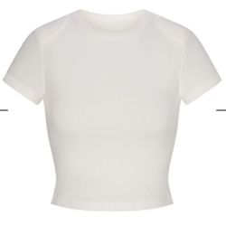Skims Cotton Rib Shoulder Pad Cropped Top 