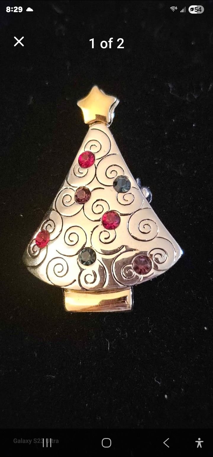 Vintage Lia Sophia Christmas Tree Brooch