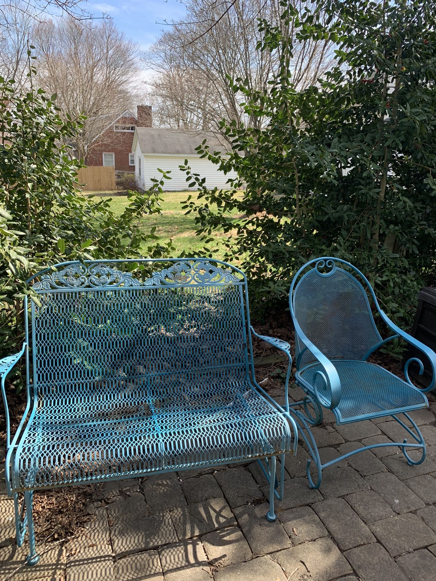 Vintage Wrought Iron Glider And Arm Chair