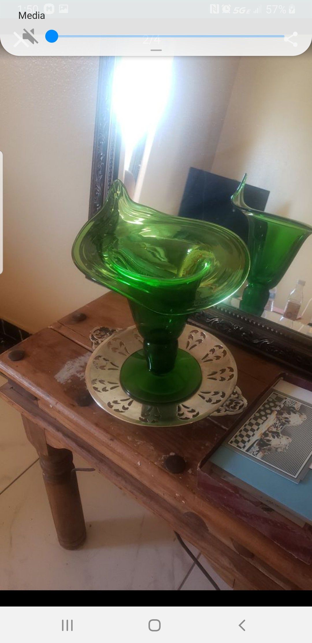 Blenko grass green flower vase #469