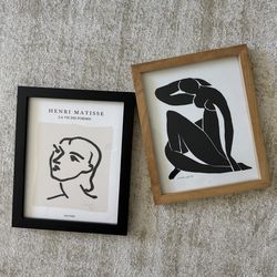 Set of 2 Framed Matisse Prints – Minimalist Black & White Wall Art (9x11)