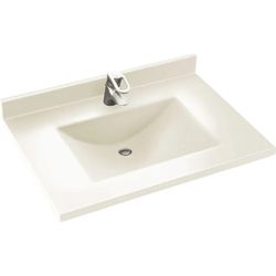 Swanstone Contour Solid Surface Single-Bowl Vanity Top, 37- Bisque
