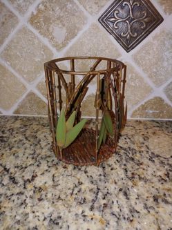 Brass Bamboo Jar Candle Holder