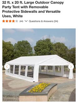 32 ft. x 20 ft. Large Outdoor Canopy Party Tent with Removable Protective Sidewalls and Versatile Uses, White
