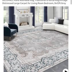 DECOMALL Maila Washable Rug, Traditional Oriental Rug,Vintage Distressed Large Carpet 