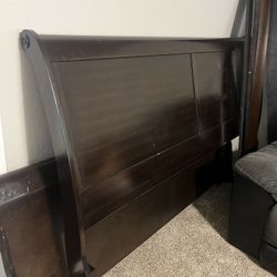 King Wood Sleigh Bed Frame. 