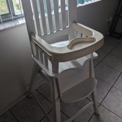 Eddie Bauer- White Wooden High Chair 