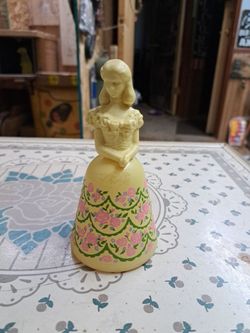 Vintage Girl Figurine Bell with Floral Dress