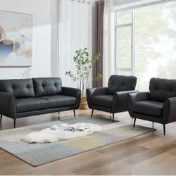 New 3 Piece Black Sofa Set - Pick Up Only
