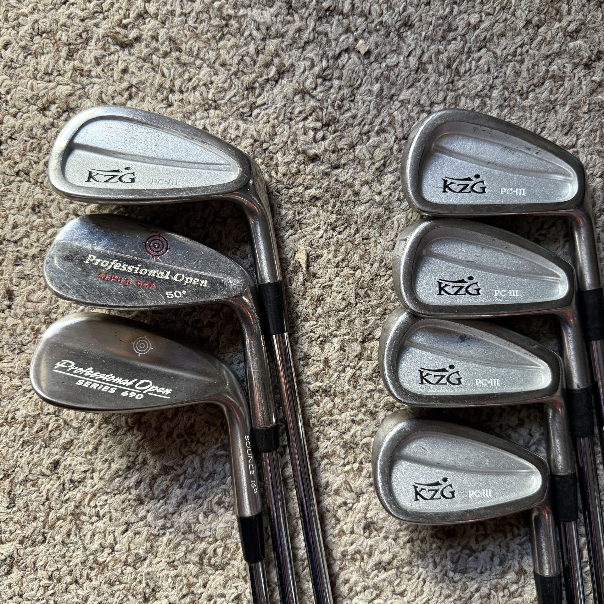KZG PC-III Iron Set 5-9 W/ Professional Open Pitching and Sand Wedges Stiff Flex