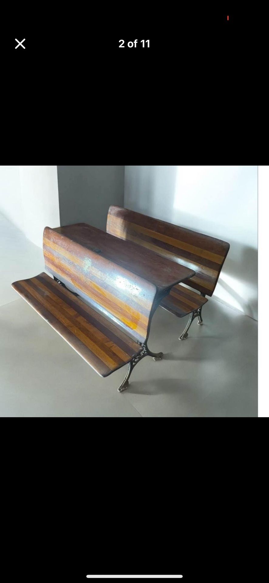 Antiques school desk, two pieces