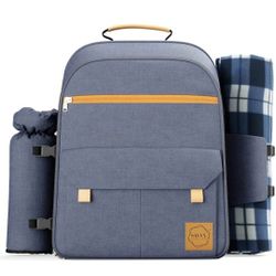 Savvy Comfort | Picnic Backpack Set for 4 with Large Cooler Backpack, Waterproof