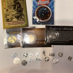 A lot of silver and gold and copper