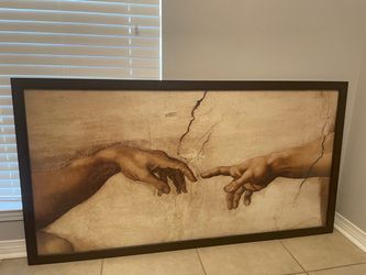 Oversized Framed Creation of Adam Wall Art – 65” x 35”