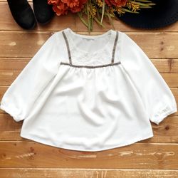 SIZE 8 GIRLS WHITE THREE-QUARTER SLEEVES NON-STRETCH TUNIC