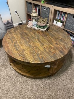 Wood table with storage