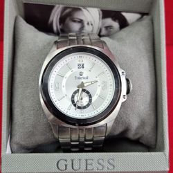 Timberland QT7117302 Block Island Date Silver Tone Men's Watch 