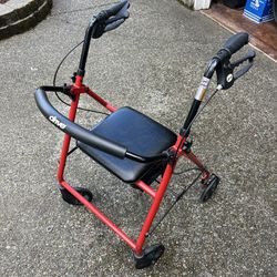 Drive Medical Rollator 4 Wheel Walker With Seat And Bag Steel Frame R800RD Red