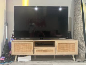 Mid-Century Modern Rattan TV Stand