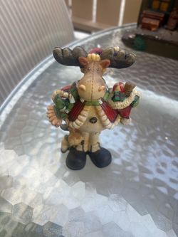 Christmas Moose Resin Figurine
