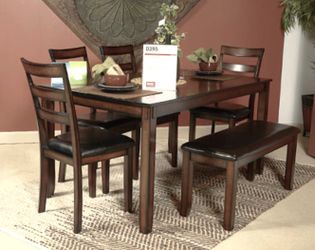 Leatherette Seat Dining Set plus Bench