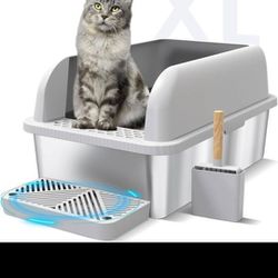 Enclosed XL Stainless Steel Cat Litter Box