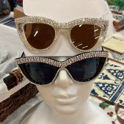 Rhinestone Clear Sunglasses  Lenses Black Or Cream