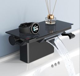 Matte Black Bathroom Faucet with Storage Platform